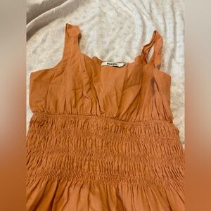 needii smocked dress orange 100% cotton